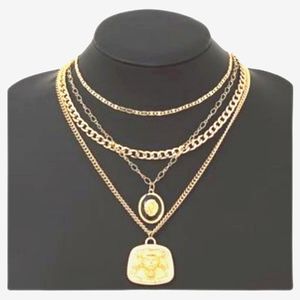 Lion Head Pendant Assorted Short Necklace Set (4 PCS) Y2K